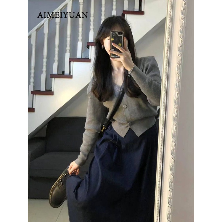 Mới Set Chân Váy Và Áo cardigan Phong Cách Hàn Quốc Dành Cho Nữ