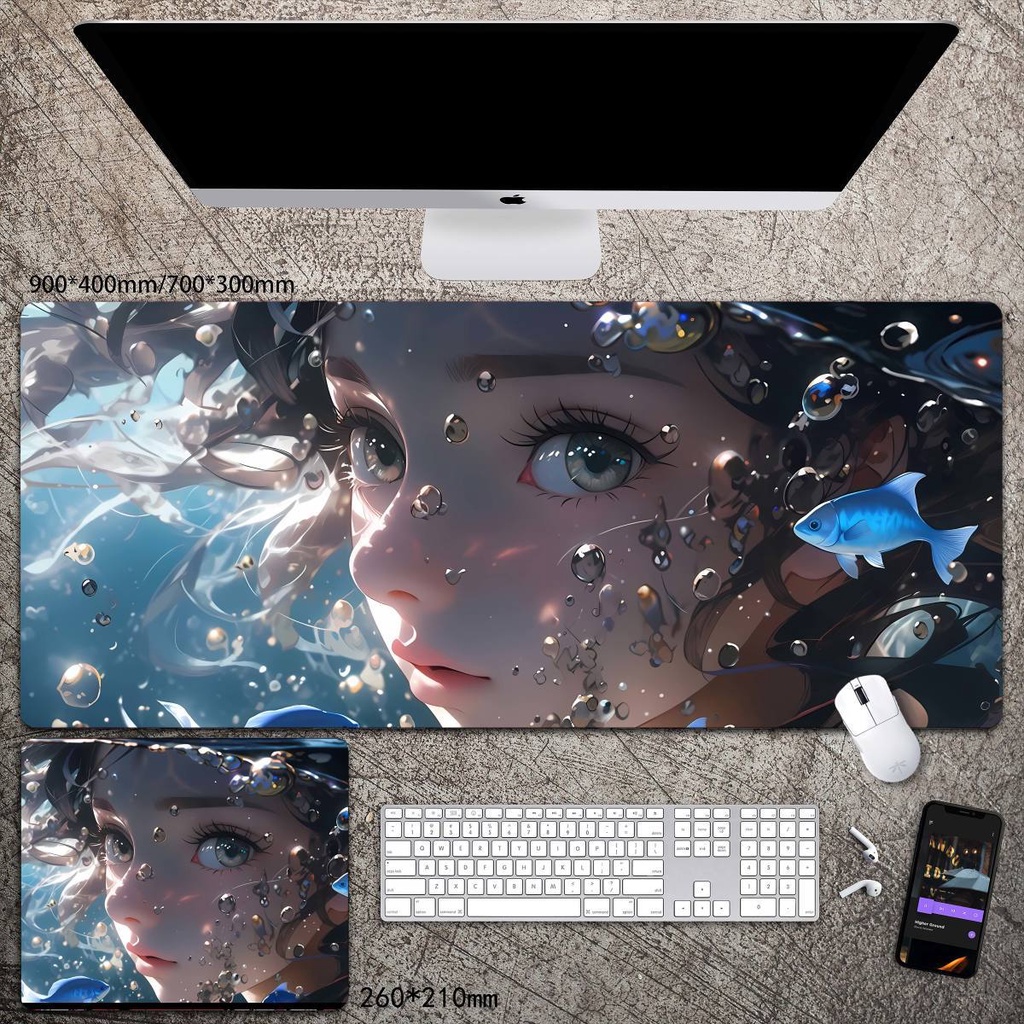 Tấm Lót Chuột Và Bàn Phím Cỡ Lớn In Hình Cá Dễ Thương
