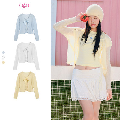 Áo OLV len cardigan mỏng Ribbon Knit phù hợp mùa hè đi chơi đi biển