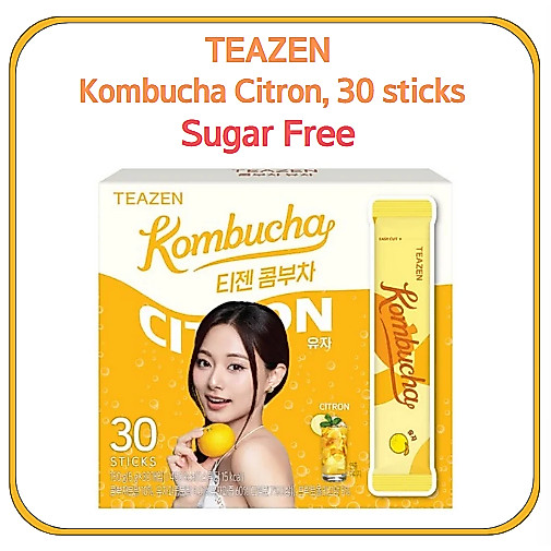 [Teazen] Kombucha Citron không đường, 150g, 30 que / Kombucha Hàn Quốc / Hương chanh Zesty / Không đ