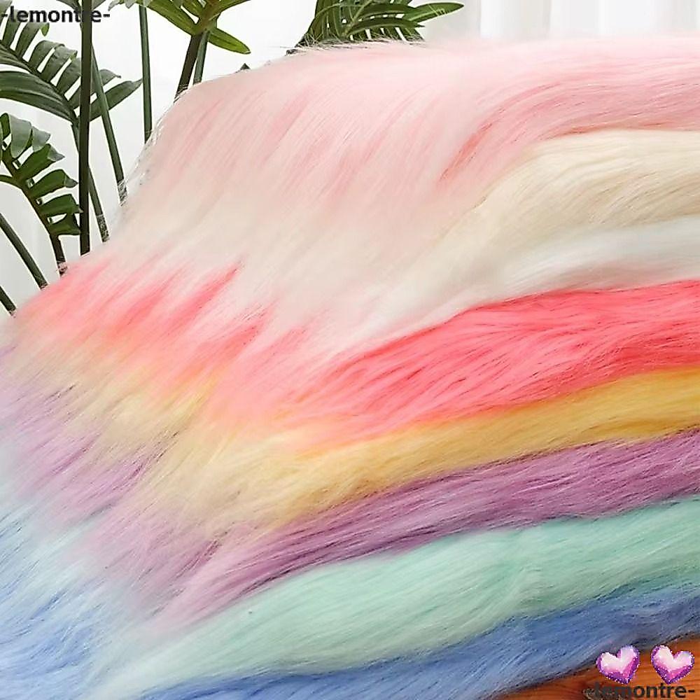 Vải lông giả LEMONTRE, Vải lông giả dài 9cm màu trơn, Phụ kiện may vá Vải tóc dài 25x45cm Tóc búp bê