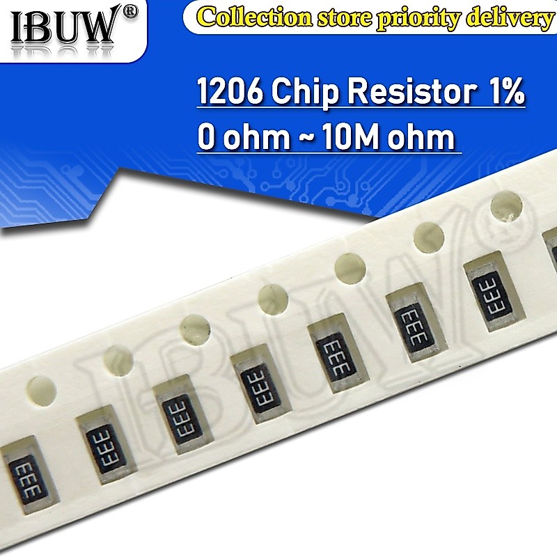 Set 100 Con chip Kháng Lực 1206 1% 1 / 4W SMD 13K-910K 11K 20K 22K 33K 91K 100K 200K 220K 330K 910K 