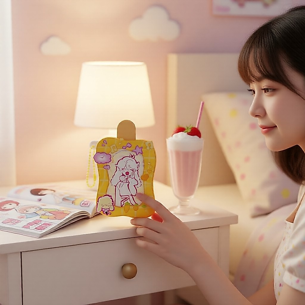 Blind Box móc khóa thỏ kem ALNST | Thiết kế kéo rút, acrylic chính hãng, merch anime, charm túi