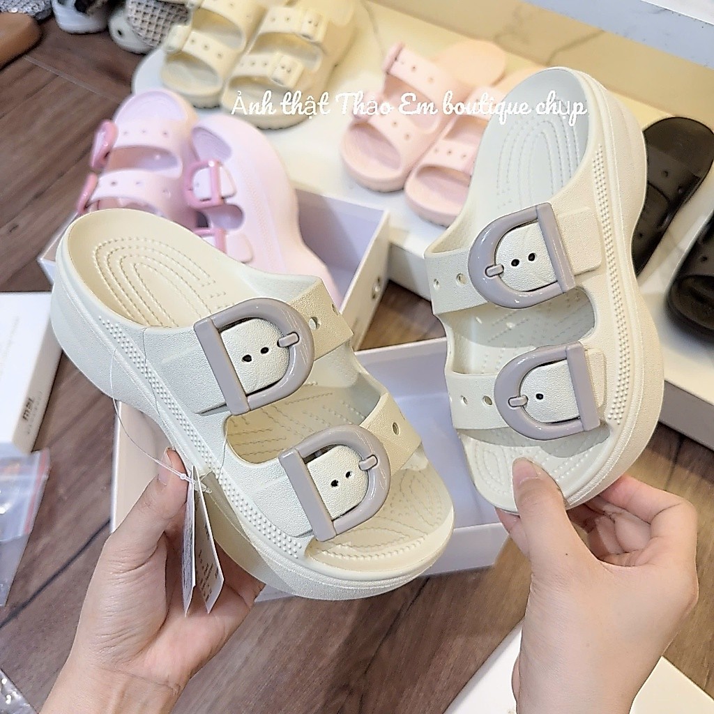 Dép cross sandal đế cao 5.5cm, dép 2 quai cross đế cao, dép cross nữ tăng chiều cao [ 2Quai đế cong 