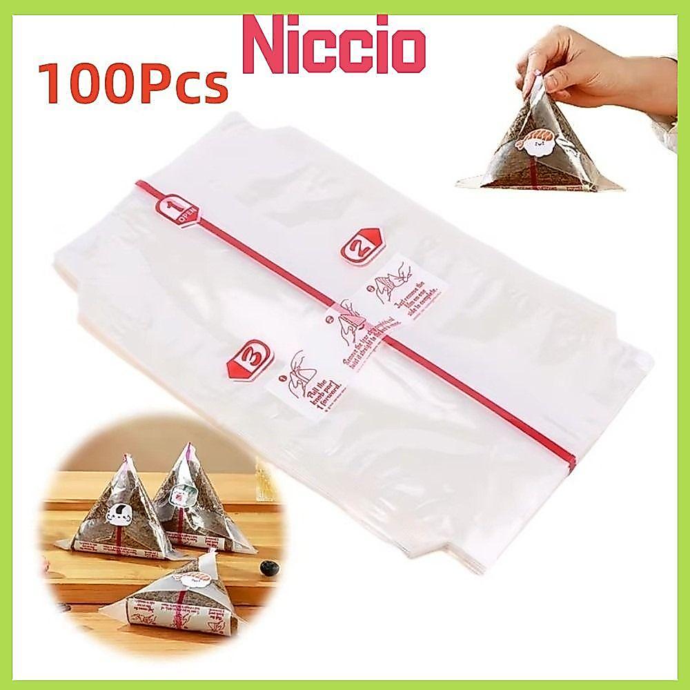 NICIO 100 Chiếc Túi Sushi Onigiri, Nori Nori Rong Biển Onigiri Tam Giác Cơm Túi Đóng Gói, PP Dùng Mộ