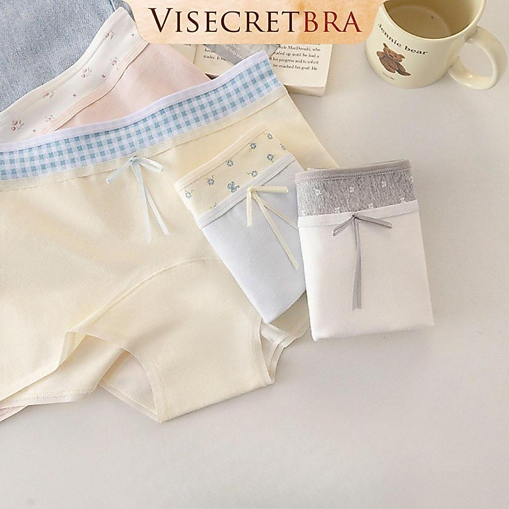 VISECRETBRA Quần Lót Boxer Nữ Phối Layer Giả 2 Lớp - Đa Dạng Họa Tiết Phối Nơ Dễ Thương - Đáy Quần May Liền -- VN260709K