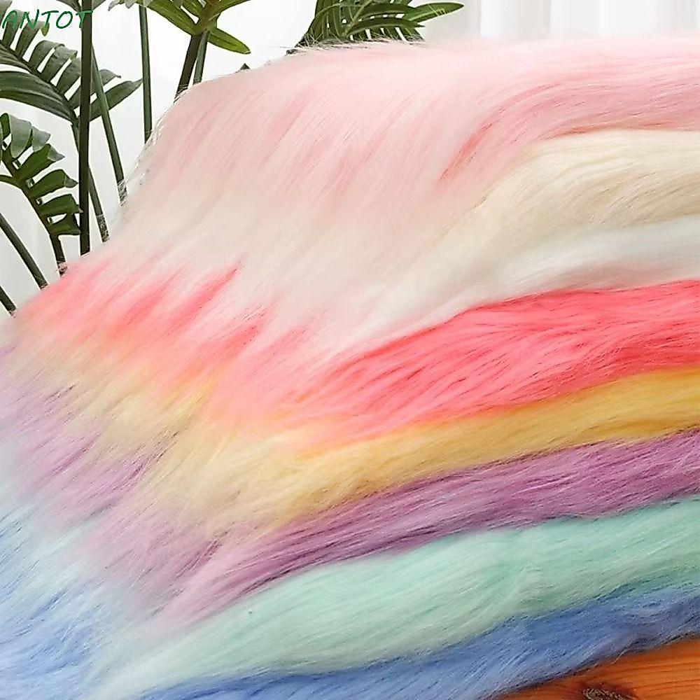 Vải lông giả dài ANTOT, Vải lông giả dài 9cm màu trơn, Phụ kiện may vá Chất liệu lông thú 25x45cm