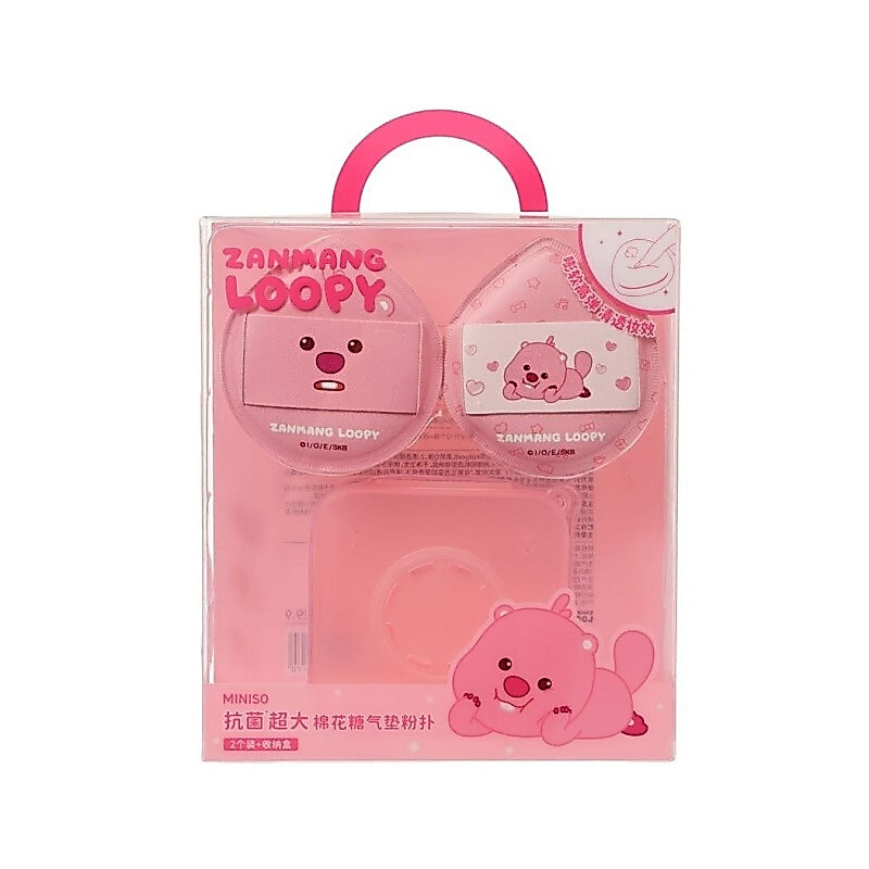 【 ❈ 🍒 】 MINISO Loopy Powder Puff Kháng Khuẩn Cotton Siêu Lớn Kẹo Đệm Không Khí Bột Puff