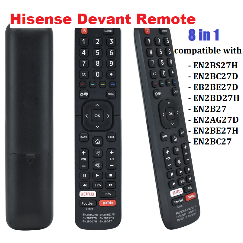 Hisense Devant 8 trong 1 TV Remote EN2B27 EN2BC27 / EN2BD27H EN2AG27D EN2BS27H EN2BC27D EN2BE27H EN2