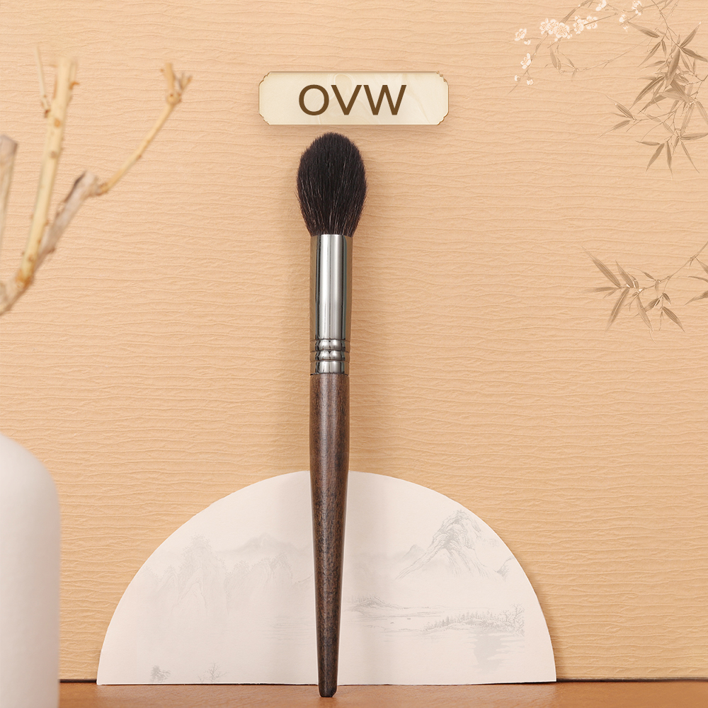 Ovw Face Highlight Goat Hair Brush Fluffy thon Highlighter Buffing Makeup Brush Goat Hair XQ05 [Crue