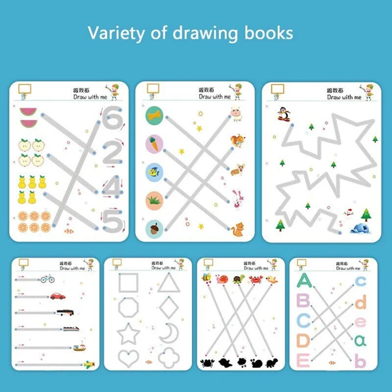 Combo Tập Tô Vẽ Thông Minh Xóa Được 136 Trang Tặng 6 Bút, Học Liệu Montessori Đồ Chơi Giáo Dục Cho Bé 2 3 4 5 Tuổi