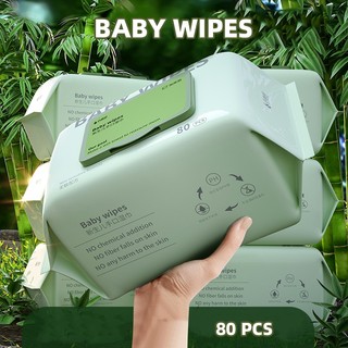 80 chiếc khăn lau trẻ em hữu cơ (khăn ướt không chứa cồn) Gói lớn khăn ướt trẻ sơ sinh Khăn lau em bé