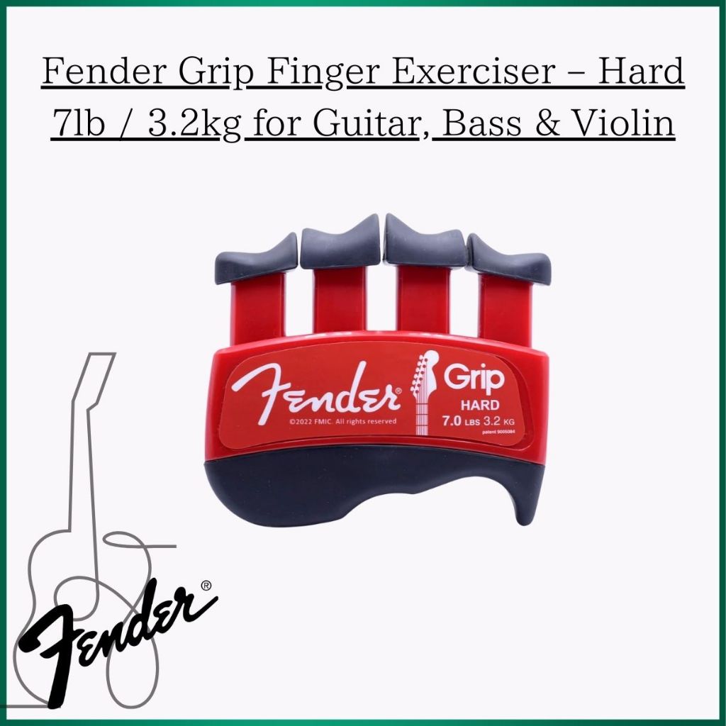 Fender Grip Finger Exerciser Hard 7lb / 3.2kg – Hand & Finger Trainer for Guitar, Bass, Violin,