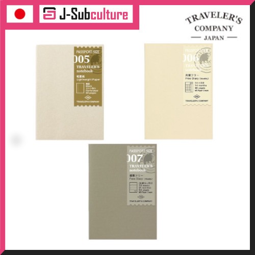 Designphil Traveler's Notebook Refill Passport Size / Lightweight Paper 14371006 / Free Diary Monthl