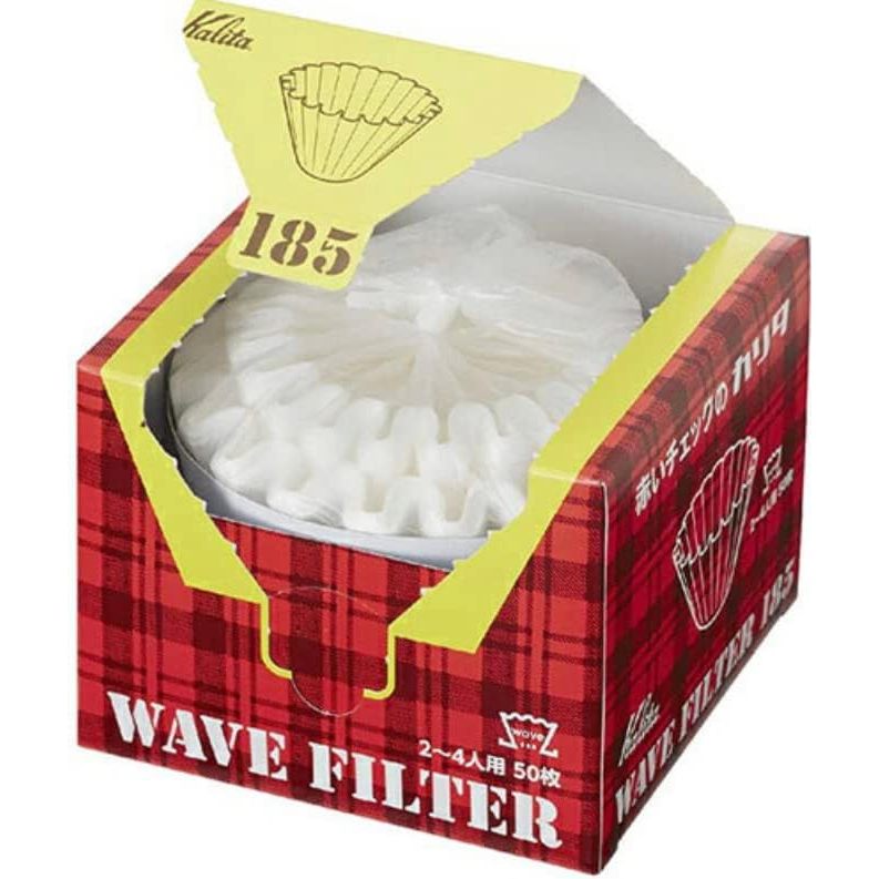 Kalita Umami-Enhancing Coffee Paper Filters Wave Filter for 2-4 Cups KWF-185 (50 Sheets) White #2221