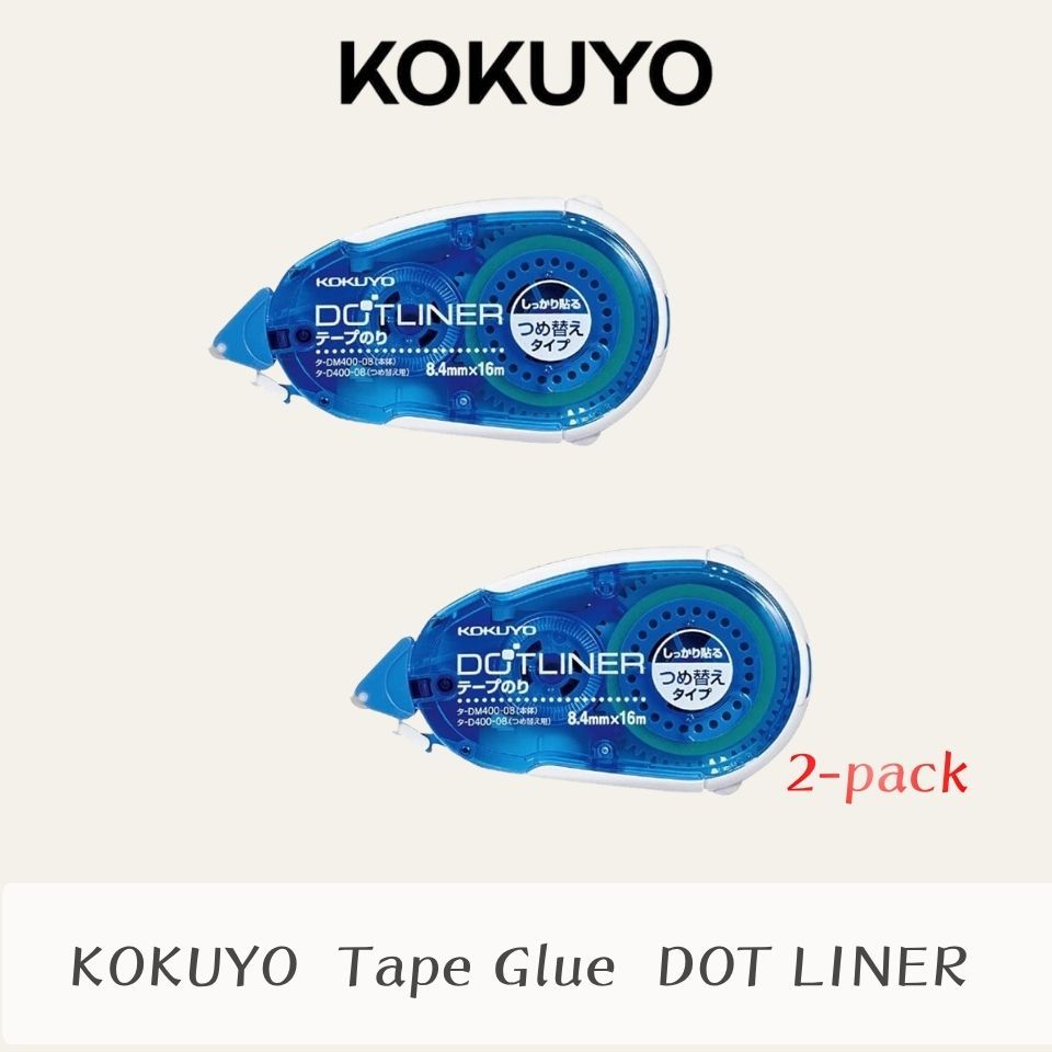 KOKUYO Dotliner Strong Adhesive Tape Glue Roller Double-Sided Tape 2-Pack Refill Type Heavy Duty Off