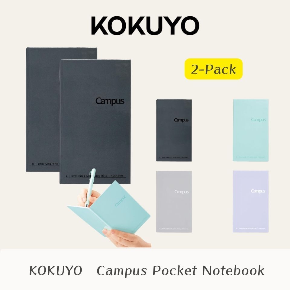 KOKUYO Campus Pocket Notebook – Study on the Go, Dot Grid B-Ruled, 2-Notebook Set