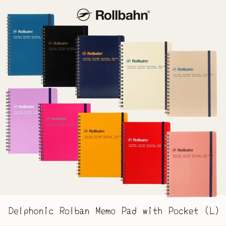 DELFONICS Rollbahn L Spiral Notebook with Pocket L Size Premium Japanese Stationery Grid Notebook