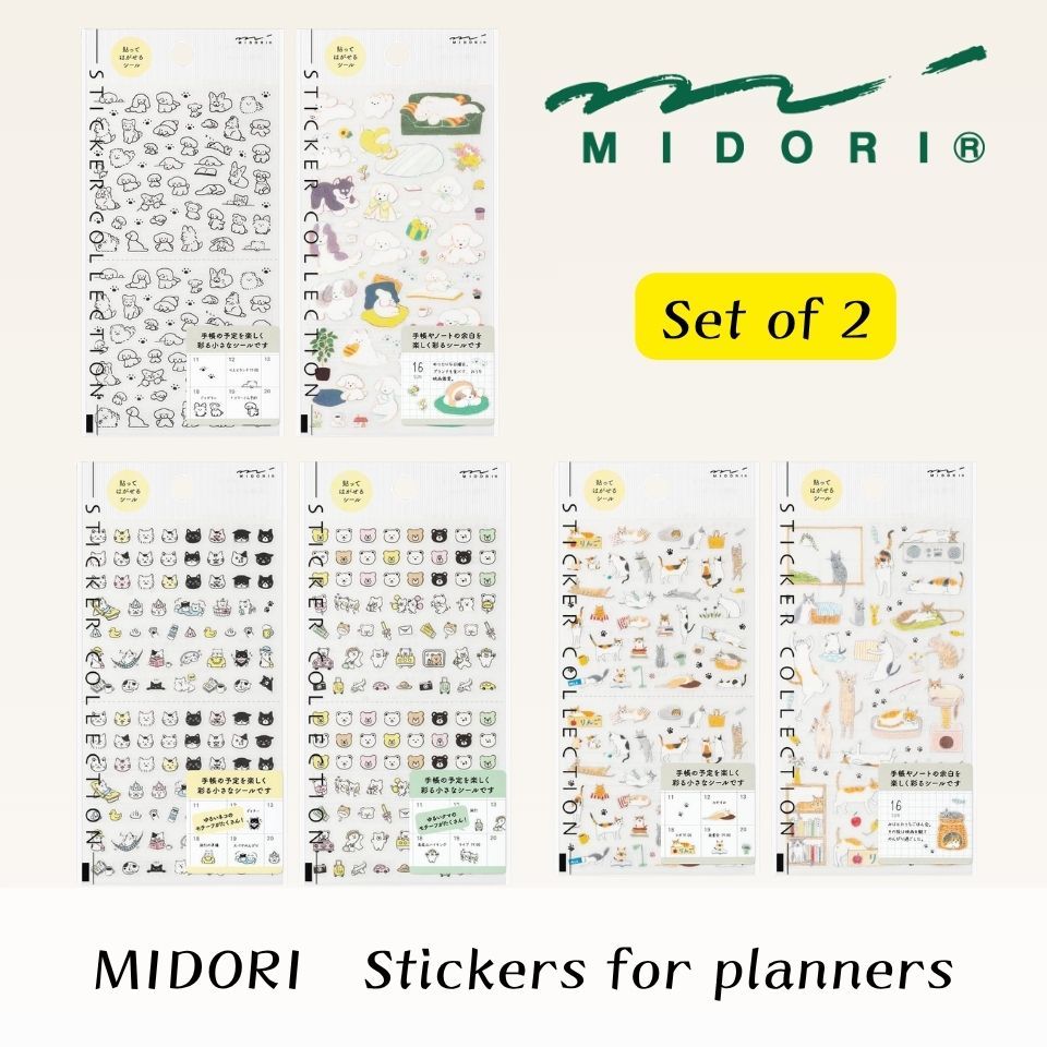 MIDORI Planner Stickers 2-Type Set Decorative Stickers for Journals and Notebooks