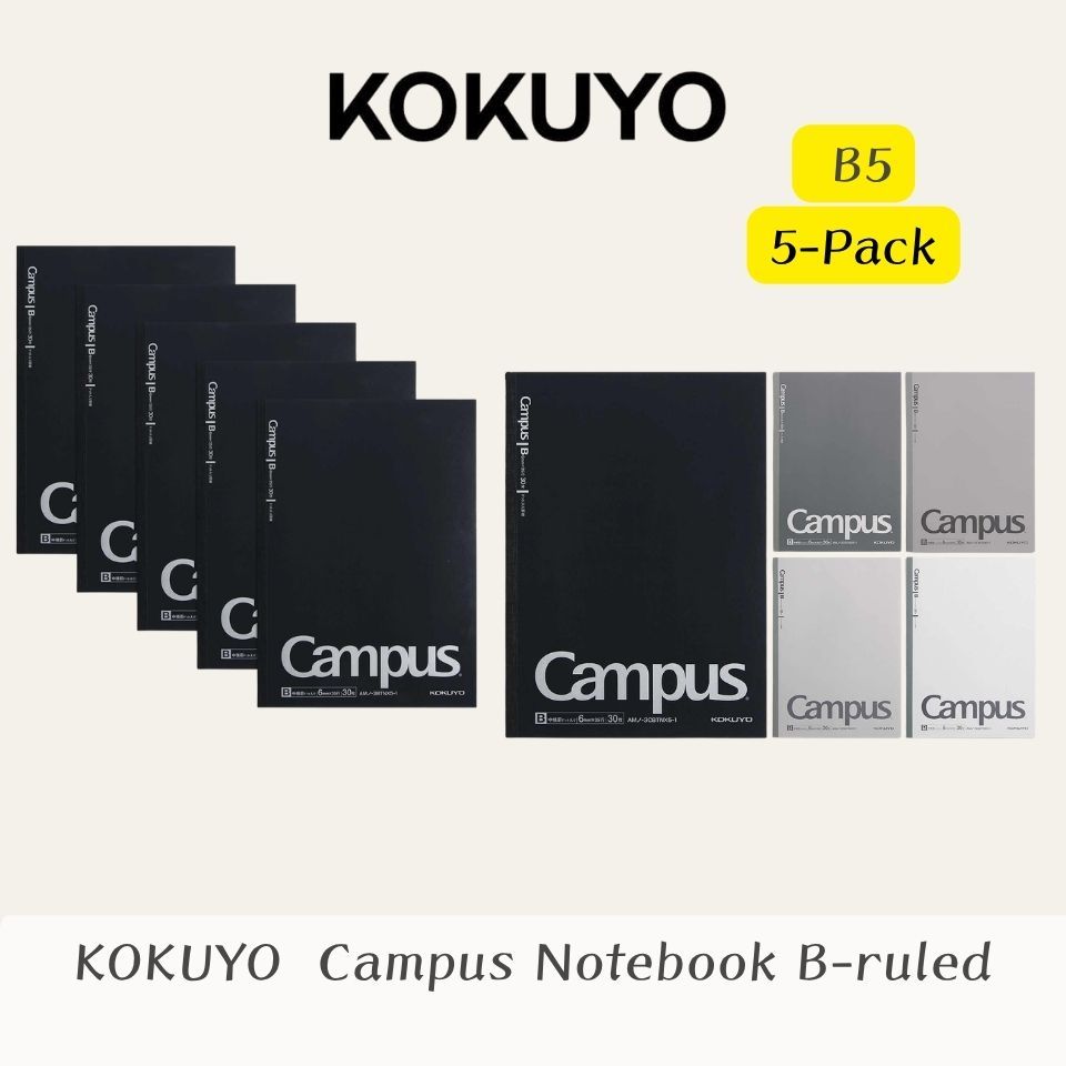 KOKUYO Campus Notebook B5 Dot Grid B-Ruled 5-Notebook Pack