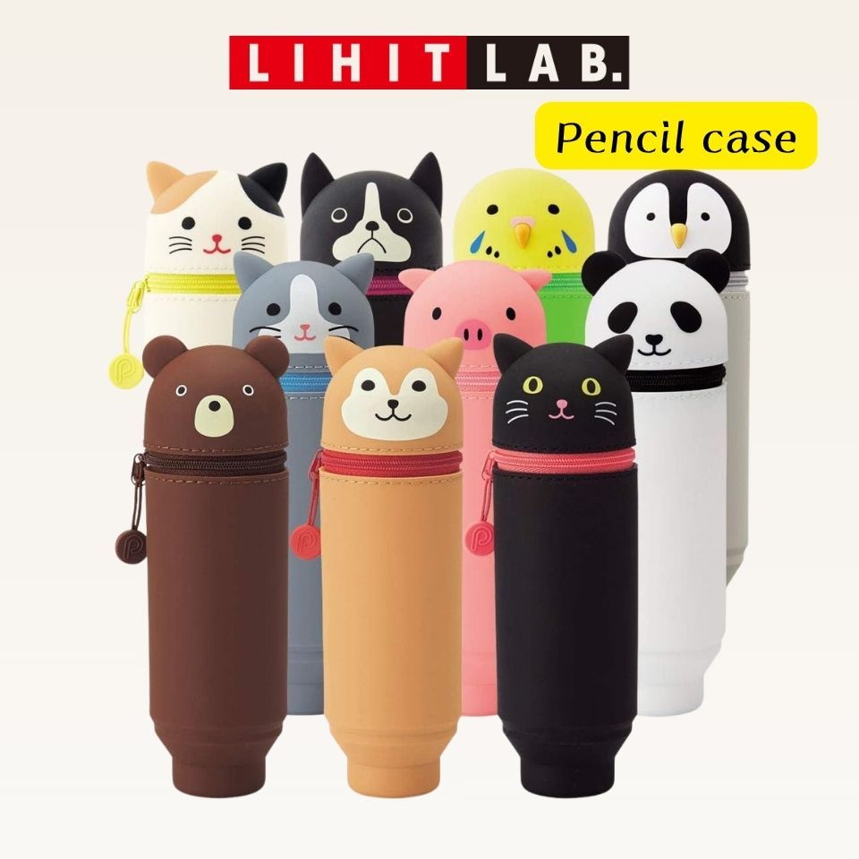 LIHIT LAB PuniLabo Stand Pen Case Silicone Animal Pencil Holder A-7712