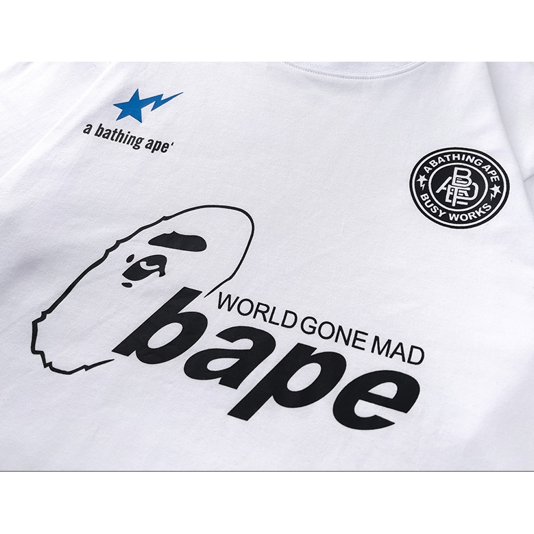 BAPE Mới Áo Thun Ngắn Tay Cổ Tròn Họa Tiết Rằn Ri Cho Nam Và Nữ