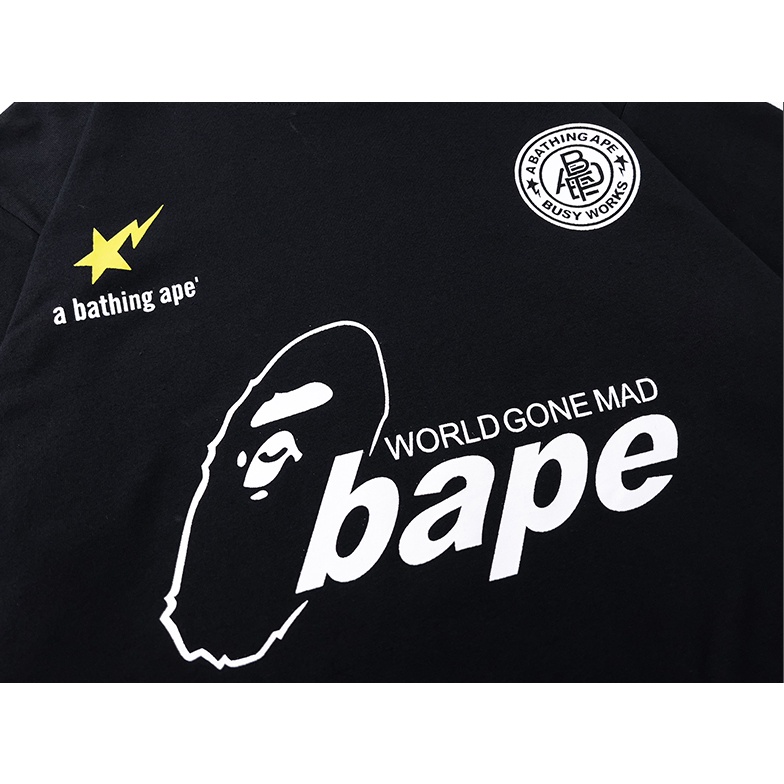 BAPE Mới Áo Thun Ngắn Tay Cổ Tròn Họa Tiết Rằn Ri Cho Nam Và Nữ