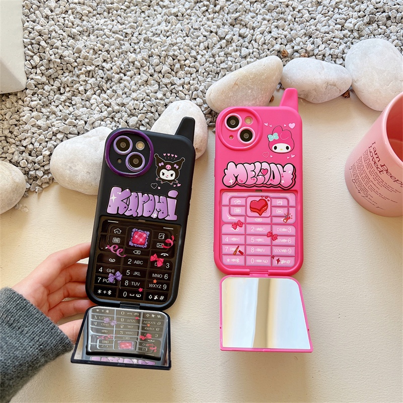 Ốp Điện Thoại TPU Họa Tiết Hoạt Hình Gắn Gương Trang Điểm Cho iPhone 14 13 12 Pro Max 12 Pro 12 11 Pro Max 11