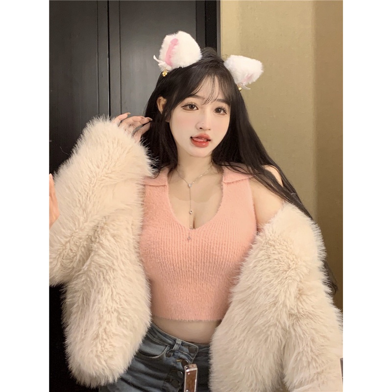 ZHELIHANGFEI Áo Dệt Kim Không Tay Lưng Cao Thời Trang Cho Nữ