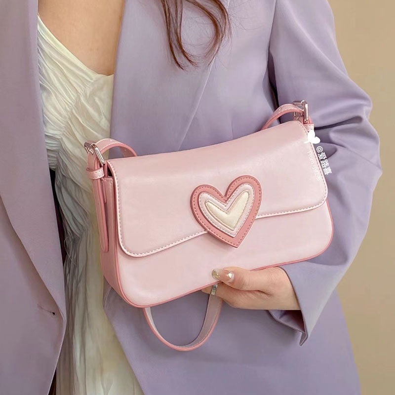 Túi xách bằng da màu trơn in chữ thời trang thanh lịch cho nữ IELGY Túi hồng