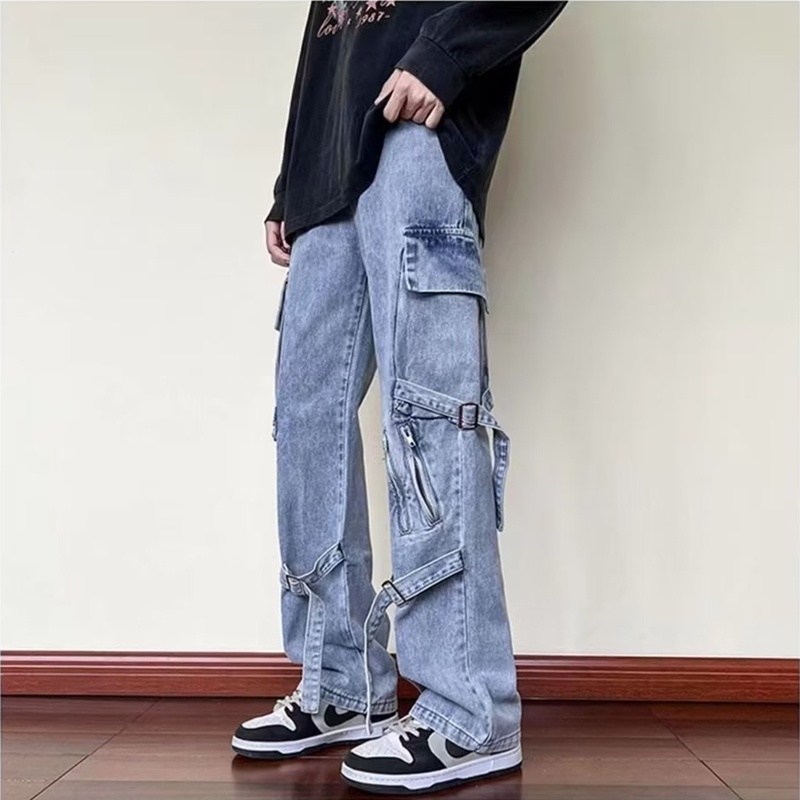 Quần Jean Dài Cột Dây Thiết Kế Mới Thời Trang Theo Phong Cách Hồng Kông
