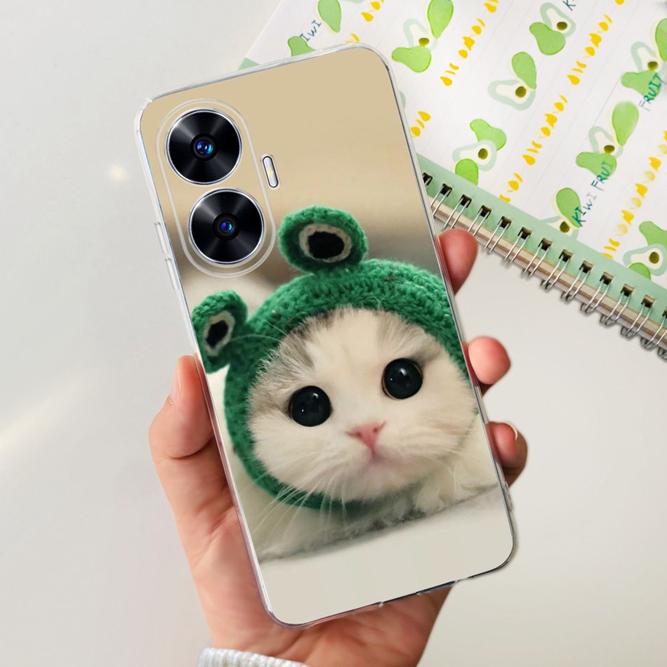 Ốp Điện Thoại Silicone TPU Mềm In Hình Khủng Long / Mèo Đáng Yêu Cho Realme C55 2023 RealmeC55 4G RMX3710