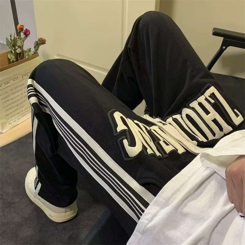Quần Dài Dây Rút Kẻ Sọc Đỏ Phong Cách Hip Hop Đường Phố Cho Nam Cỡ M-2XL