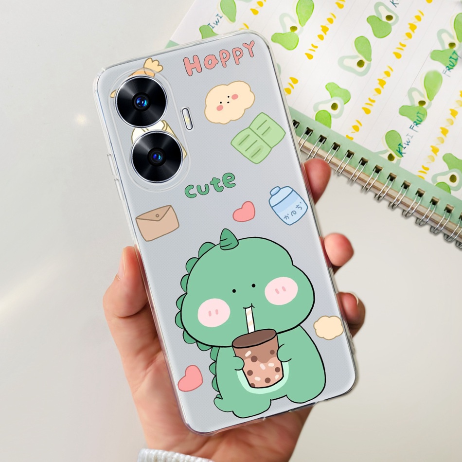Ốp Điện Thoại Silicone TPU Mềm In Hình Khủng Long / Mèo Đáng Yêu Cho Realme C55 2023 RealmeC55 4G RMX3710