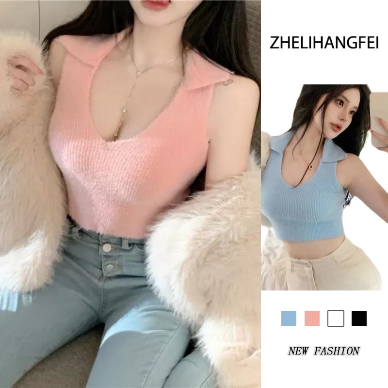 ZHELIHANGFEI Áo Dệt Kim Không Tay Lưng Cao Thời Trang Cho Nữ