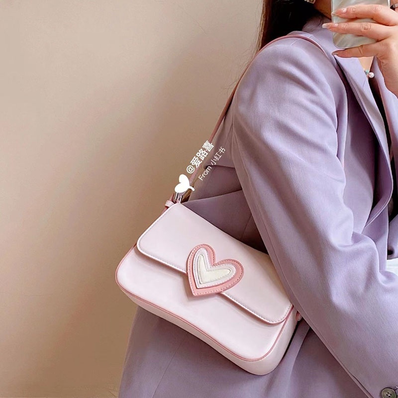 Túi xách bằng da màu trơn in chữ thời trang thanh lịch cho nữ IELGY Túi hồng