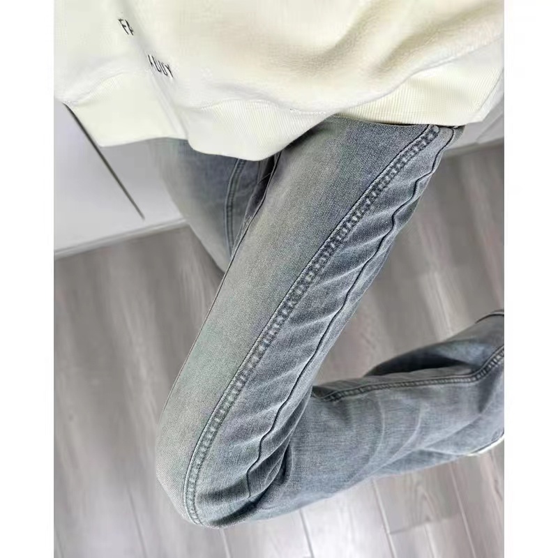 ZHELIHANGFEI Quần Jean Lưng Cao Ống Rộng Phong Cách Retro Mỹ