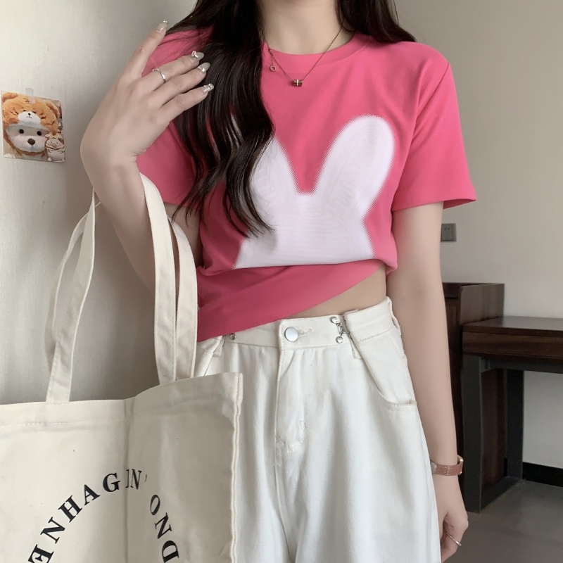 ZHELIHANGFEI Áo Thun Thể Thao Tay Ngắn Dáng Rộng In Họa Tiết Hoạt Hình