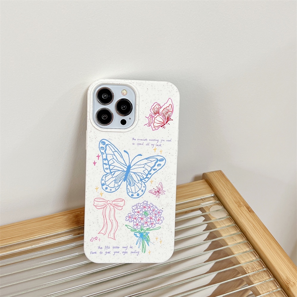 Ốp Điện Thoại TPU Dẻo Họa Tiết Bươm Bướm Thiết Kế Đơn Giản Thời Trang Cho iphone 14 Pro Max 13 12 11