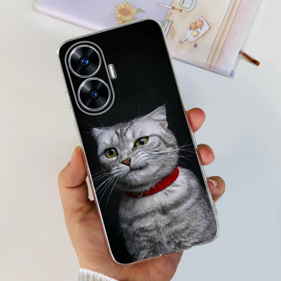 Ốp Điện Thoại Silicone TPU Mềm In Hình Khủng Long / Mèo Đáng Yêu Cho Realme C55 2023 RealmeC55 4G RMX3710