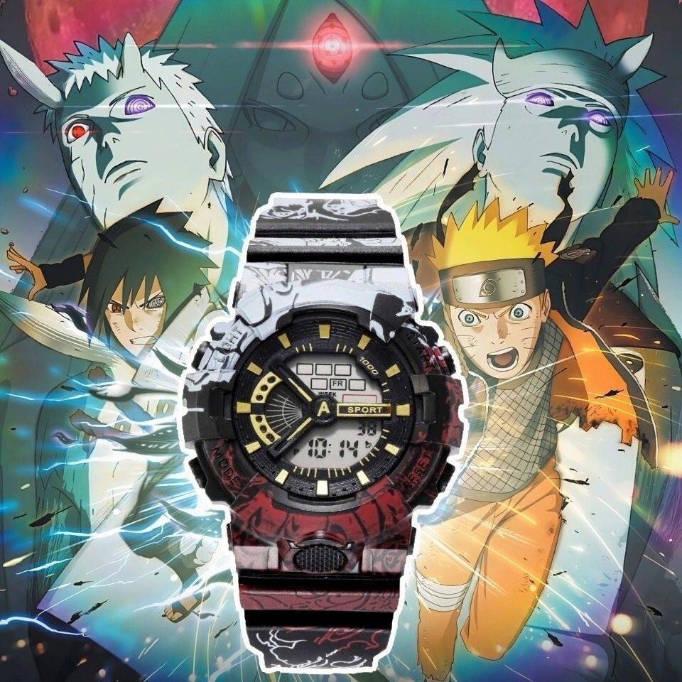 Đồng Hồ Điện Tử Dạ Quang Đa Năng Chống Nước In Hình Naruto One Piece Phong Cách Hàn Quốc Cho Nam Nữ Sinh
