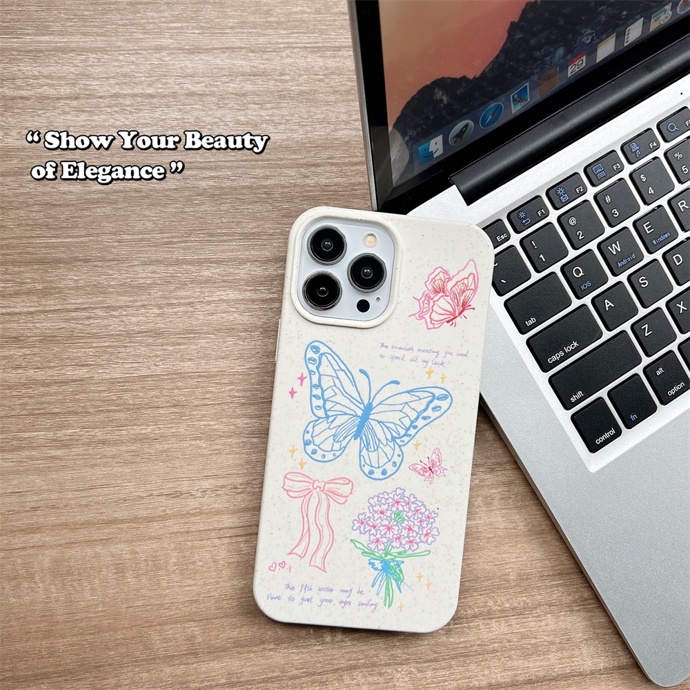 Ốp Điện Thoại TPU Dẻo Họa Tiết Bươm Bướm Thiết Kế Đơn Giản Thời Trang Cho iphone 14 Pro Max 13 12 11