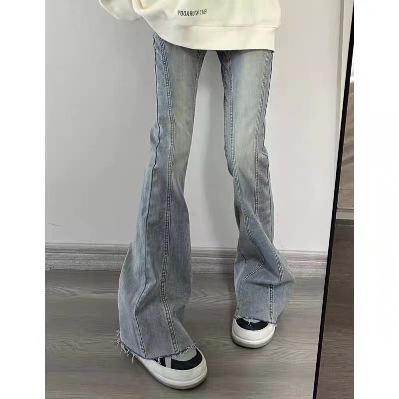 ZHELIHANGFEI Quần Jean Lưng Cao Ống Rộng Phong Cách Retro Mỹ