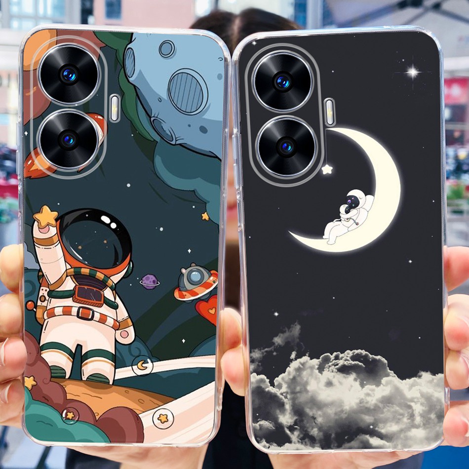 Ốp Điện Thoại Silicone TPU Mềm In Hình Khủng Long / Mèo Đáng Yêu Cho Realme C55 2023 RealmeC55 4G RMX3710