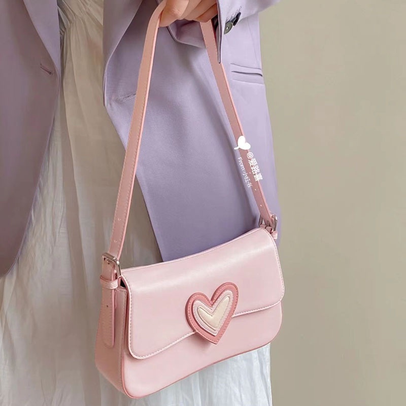 Túi xách bằng da màu trơn in chữ thời trang thanh lịch cho nữ IELGY Túi hồng