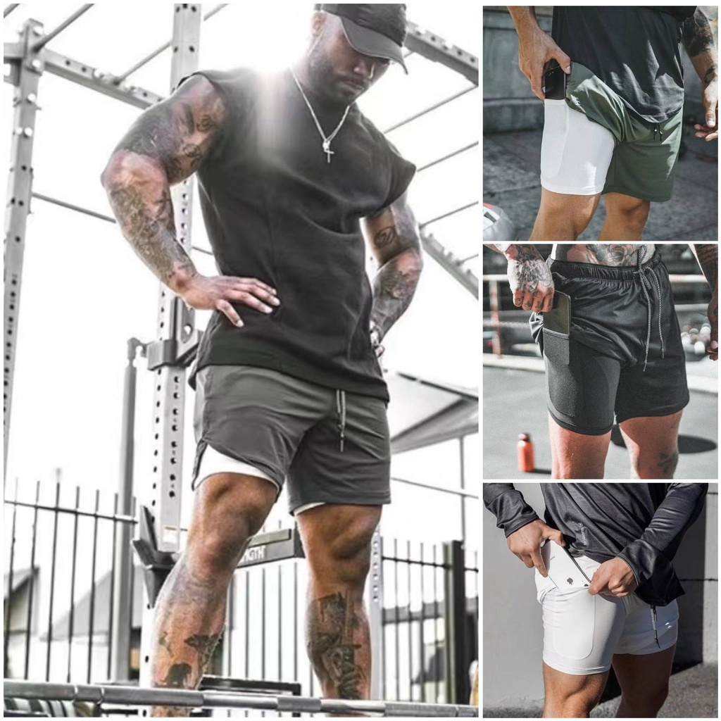Quần Short Thể Thao Nam Co Dãn Có Túi Mới