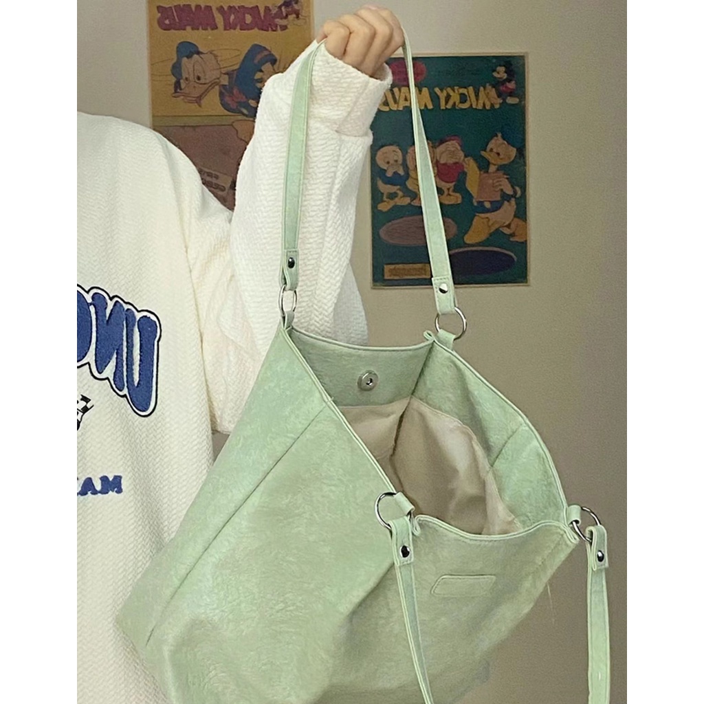 Túi tote IELGY nylon màu trơn đơn giản phong cách Nhật Bản cho nữ