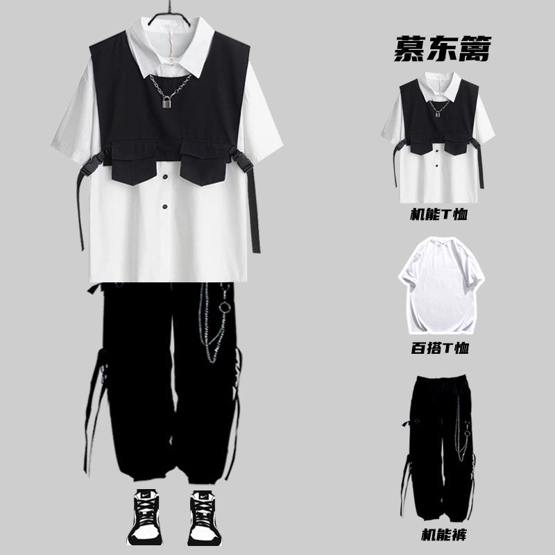Premium Product STUDIO✨ Bộ Áo Sơ Mi Tay Ngắn Thời Trang Mùa Hè Cho Nam