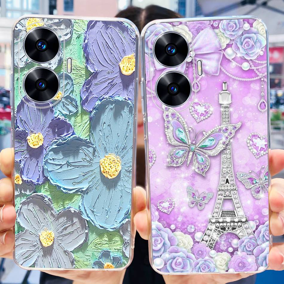 Ốp Điện Thoại Silicone TPU Mềm In Hình Khủng Long / Mèo Đáng Yêu Cho Realme C55 2023 RealmeC55 4G RMX3710