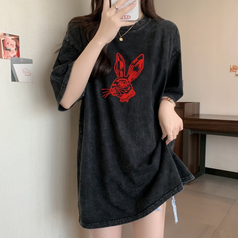 ZHELIHANGFEI Áo Thun Ngắn Tay Dáng Rộng In Họa Tiết Hoạt Hình Cá Tính